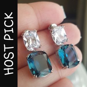 Swarovski Elements 925 Silver Sea Blue Drop Earrings NEW